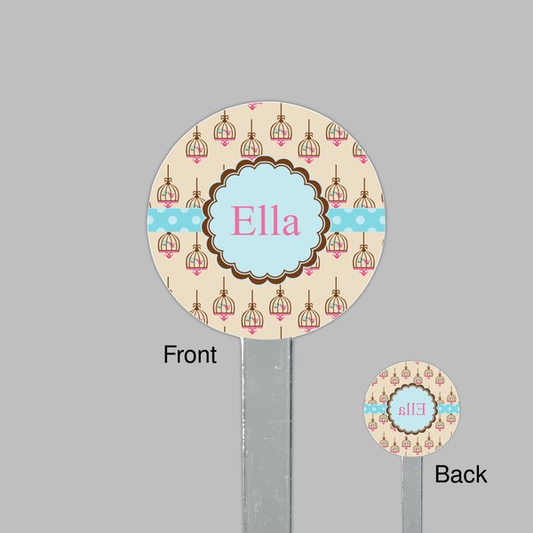 Kissing Birds Clear Plastic 7" Stir Stick - Round - Front & Back