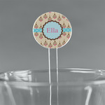 Kissing Birds 5.5" Round Plastic Stir Sticks - Clear (Personalized)