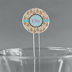 Kissing Birds 5.5" Round Plastic Stir Sticks - Clear (Personalized)