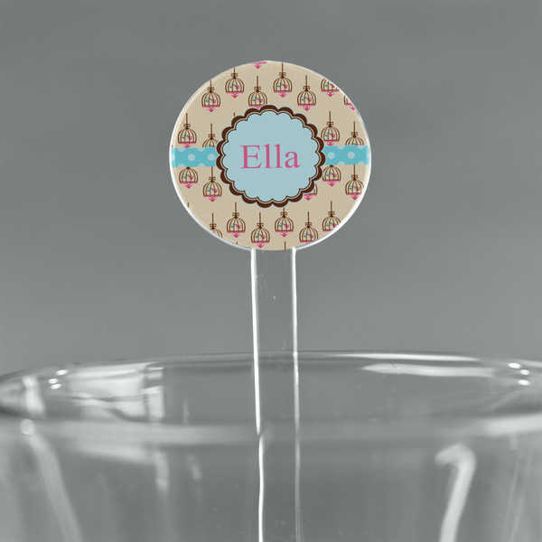 Custom Kissing Birds 5.5" Round Plastic Stir Sticks - Clear (Personalized)