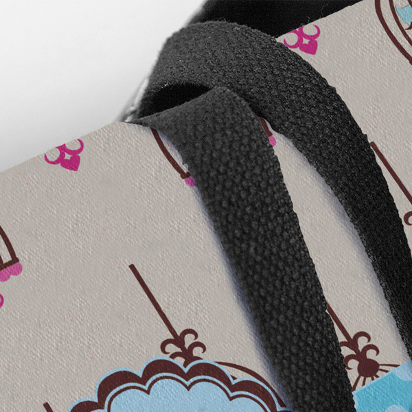 Kissing Birds Closeup of Tote w/Black Handles