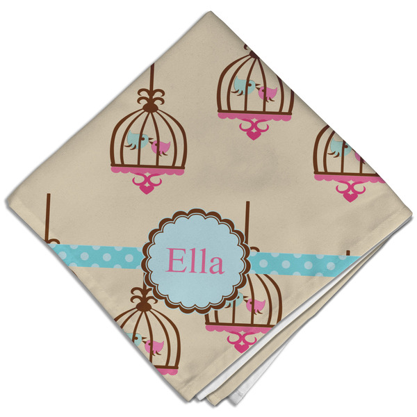 Kissing Birds Cloth Napkins - Personalized Dinner (Folded Four Corners)