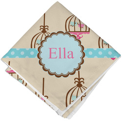 Kissing Birds Cloth Cocktail Napkin - Single w/ Name or Text