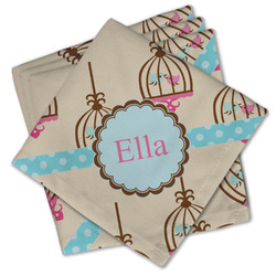 Kissing Birds Cloth Cocktail Napkins - Set of 4 w/ Name or Text