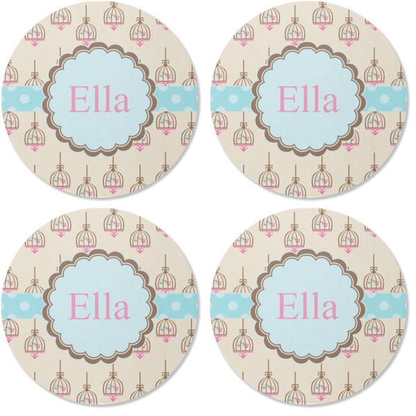 Kissing Birds Coaster Round Rubber Back - Apvl