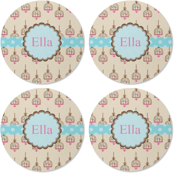 Kissing Birds Coaster Round Rubber Back - Apvl