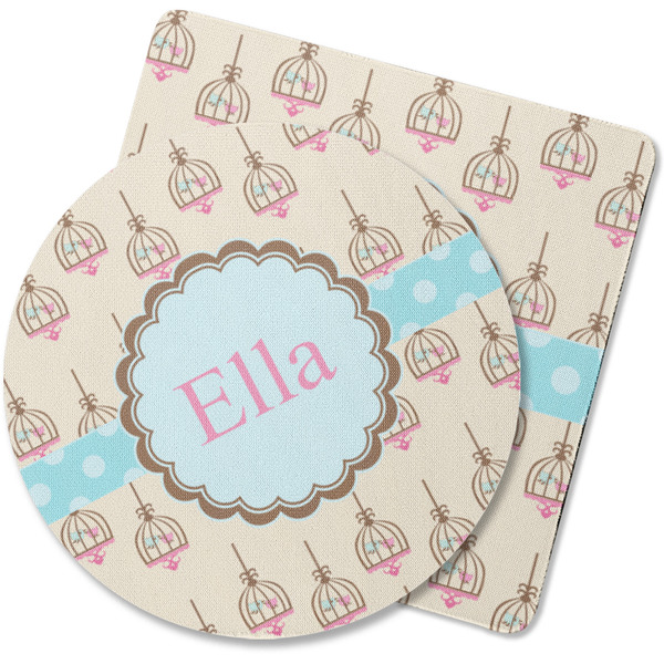 Custom Kissing Birds Rubber Backed Coaster (Personalized)