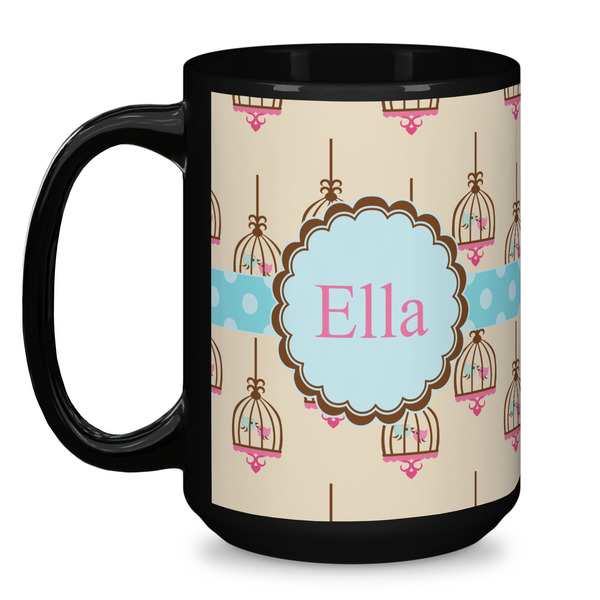 Kissing Birds Coffee Mug - 15 oz - Black