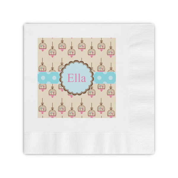 Custom Kissing Birds Coined Cocktail Napkins (Personalized)