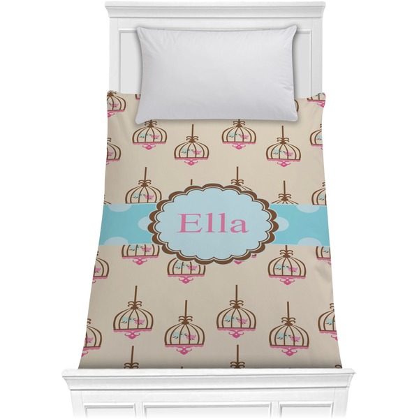 Custom Kissing Birds Comforter - Twin (Personalized)