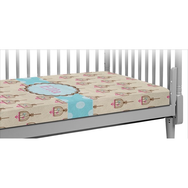 Custom Kissing Birds Crib Fitted Sheet (Personalized)