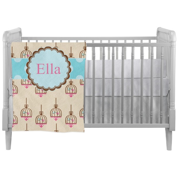 Custom Kissing Birds Crib Comforter / Quilt (Personalized)
