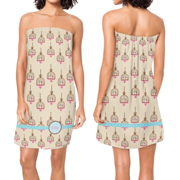 Kissing Birds Custom Bath Wrap - Front & Back View