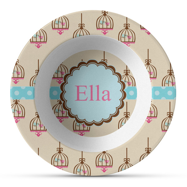 Custom Kissing Birds Plastic Bowl - Microwave Safe - Composite Polymer (Personalized)