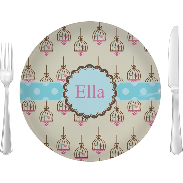 Custom Kissing Birds 10" Glass Lunch / Dinner Plates - Single or Set (Personalized)