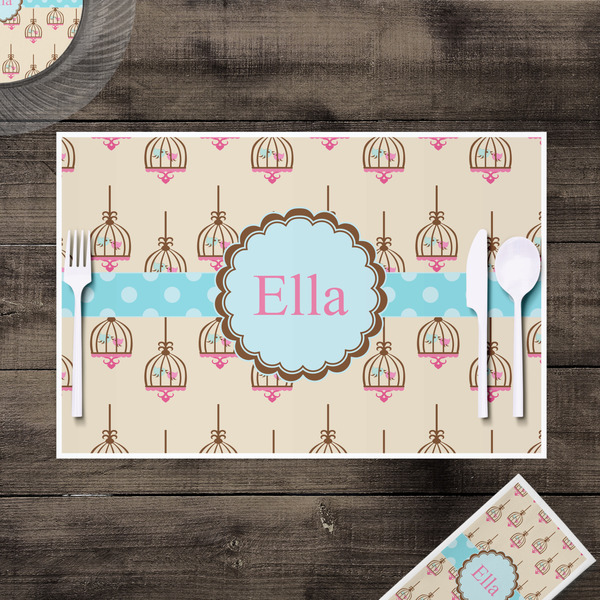 Kissing Birds Disposable Paper Placemat - In Context