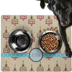 Kissing Birds Dog Food Mat - Large w/ Name or Text