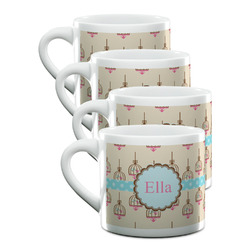 Kissing Birds Double Shot Espresso Cups - Set of 4 (Personalized)