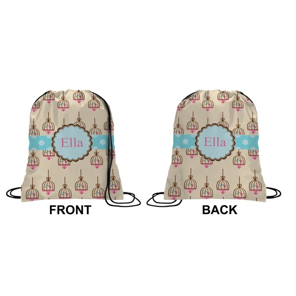 Kissing Birds Drawstring Backpack Front & Back Small