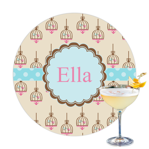 Custom Kissing Birds Printed Drink Topper - 3.25" (Personalized)