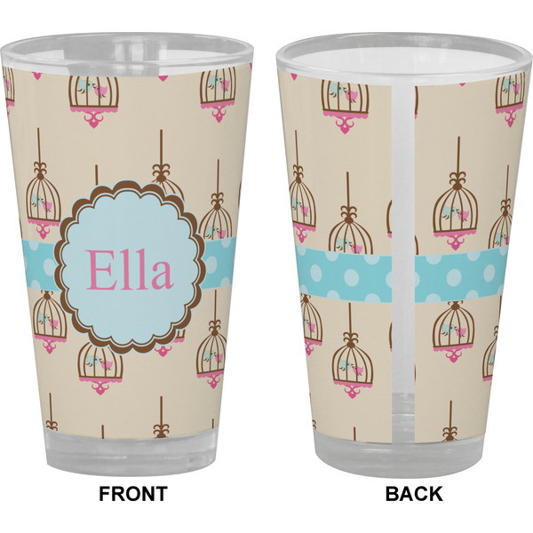 Kissing Birds Pint Glass - Full Color - Front & Back Views