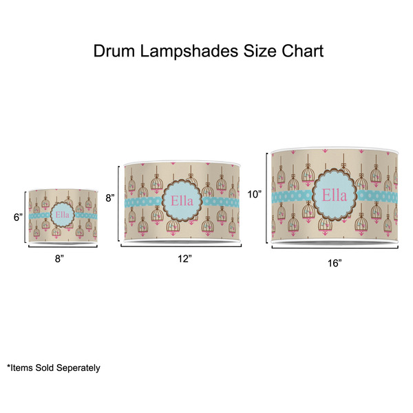 Kissing Birds Drum Lampshades - Sizing Chart