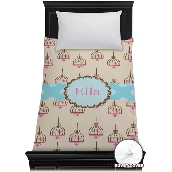 Custom Kissing Birds Duvet Cover - Twin (Personalized)