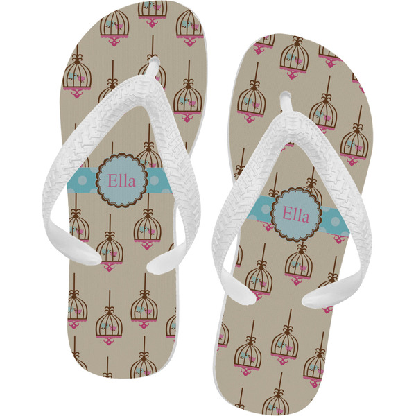 Custom Kissing Birds Flip Flops - Large (Personalized)