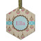 Kissing Birds Flat Glass Ornament - Hexagon w/ Name or Text