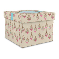 Kissing Birds Gift Box with Lid - Canvas Wrapped - Large (Personalized)