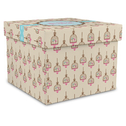 Kissing Birds Gift Box with Lid - Canvas Wrapped - X-Large (Personalized)