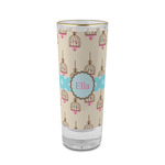 Kissing Birds 2 oz Shot Glass -  Glass with Gold Rim - Single (Personalized)