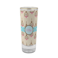 Kissing Birds 2 oz Shot Glass -  Glass with Gold Rim - Set of 4 (Personalized)