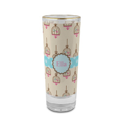 Kissing Birds 2 oz Shot Glass -  Glass with Gold Rim - Single (Personalized)