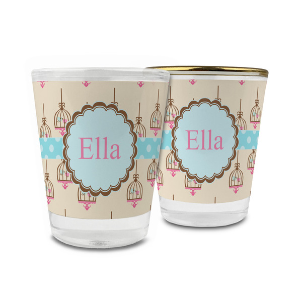 Custom Kissing Birds Glass Shot Glass - 1.5 oz (Personalized)
