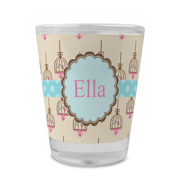 Custom Kissing Birds Glass Shot Glass - 1.5 oz - Set of 4 (Personalized)