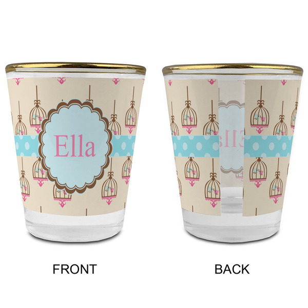 Kissing Birds Glass Shot Glass - with gold rim - APPROVAL