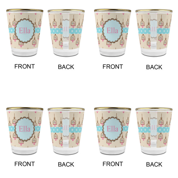 Kissing Birds Glass Shot Glass - with gold rim - Set of 4 - APPROVAL