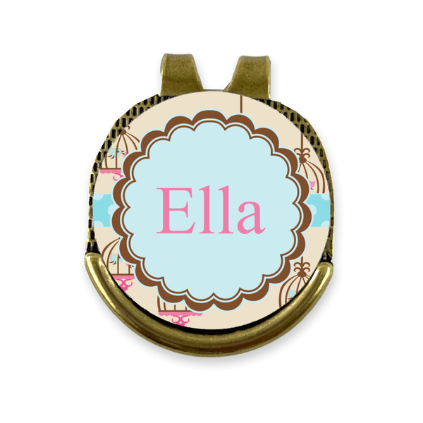 Custom Kissing Birds Golf Ball Marker - Hat Clip - Gold