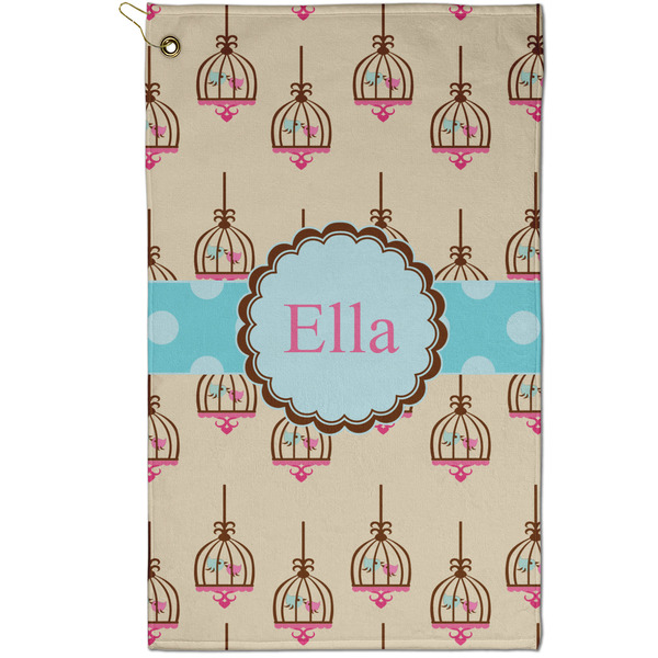 Custom Kissing Birds Golf Towel - Poly-Cotton Blend - Small w/ Name or Text