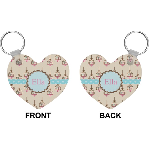 Kissing Birds Heart Keychain (Front + Back)