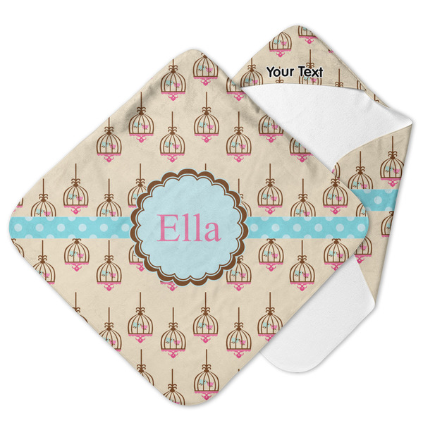 Custom Kissing Birds Hooded Baby Towel (Personalized)