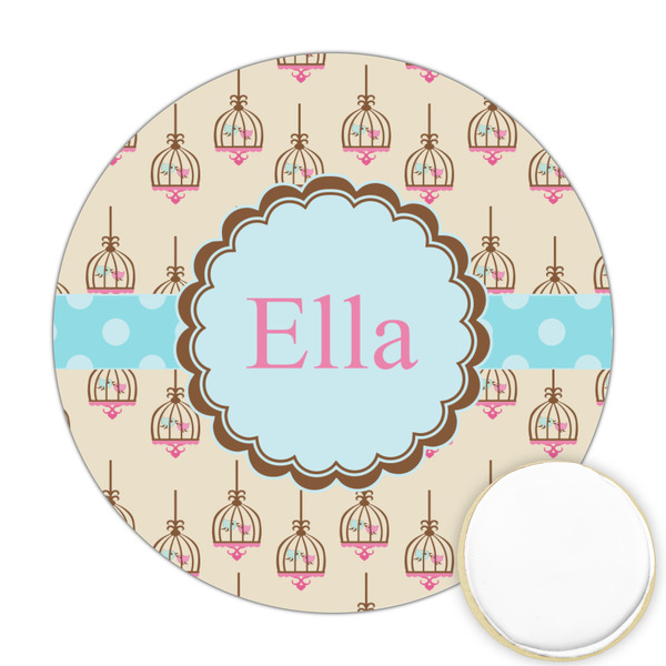 Custom Kissing Birds Printed Cookie Topper - Round (Personalized)