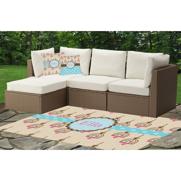 Kissing Birds Outdoor Mat & Cushions