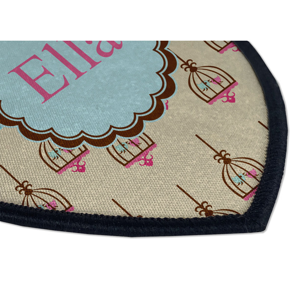 Kissing Birds Iron on Shield 3 Detail