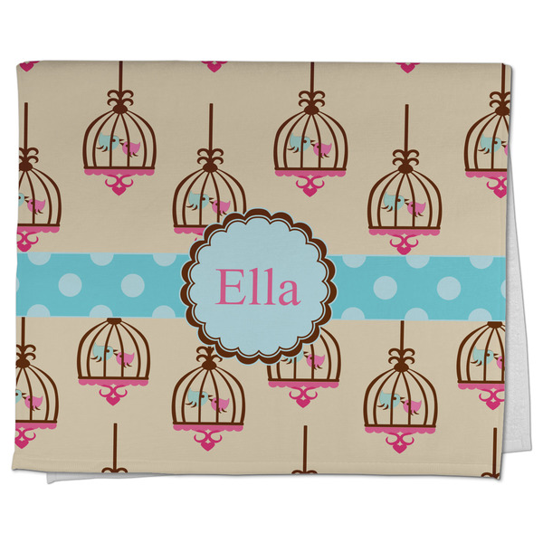 Custom Kissing Birds Kitchen Towel - Poly Cotton w/ Name or Text