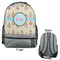 Kissing Birds Large Backpack - Gray - Front & Back View