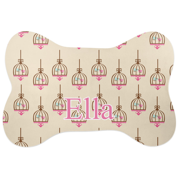 Custom Kissing Birds Bone Shaped Dog Food Mat (Personalized)