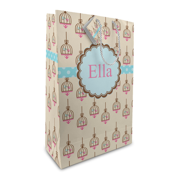 Custom Kissing Birds Large Gift Bag (Personalized)