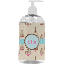Kissing Birds Plastic Soap / Lotion Dispenser (16 oz - Large - White) (Personalized)